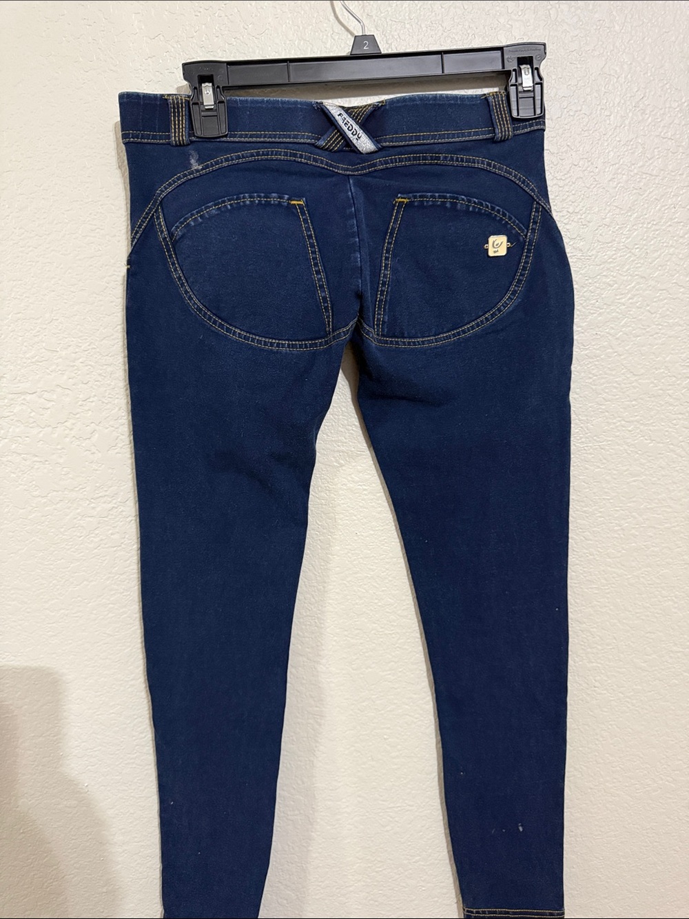 Freddy Dark Blue Skinny Pants with Contrast Stitching